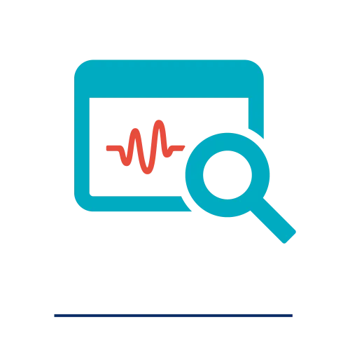 icoontje met beeldschermpje en vergrootglas