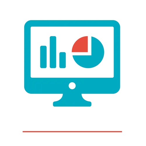 Beeldscherm met daarin staaf- en taartdiagram