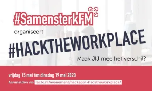 Afbeelding van de uitnodiging van de hackathon georganiseerd op 15 mei 2020.