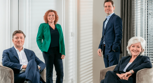 Directieteam van Gom. Van links naar rechts. Olivier, Wendela, Bjorn en Marjolein