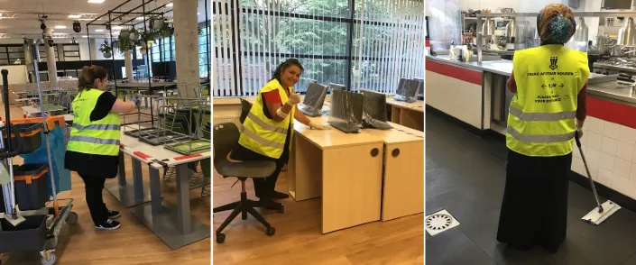 Schoonmaakmedewerkers aan het werk op locatie Rosestraat