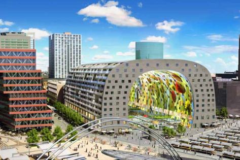 Foto van de markthal, gemaakt aan de voorkant van de Markthal.