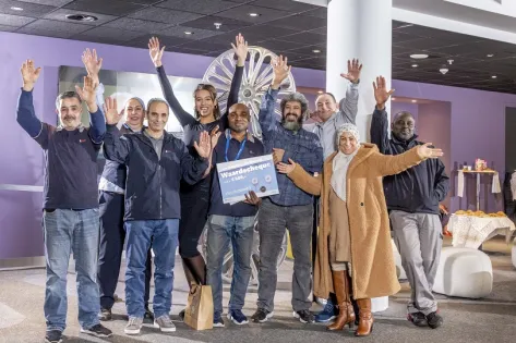 Een groepsfoto van de Pathé Amsterdam teams