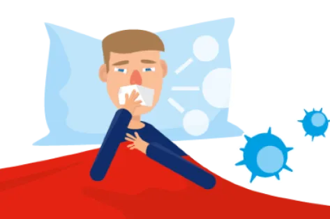 Schoon genoeg van griep man in bed